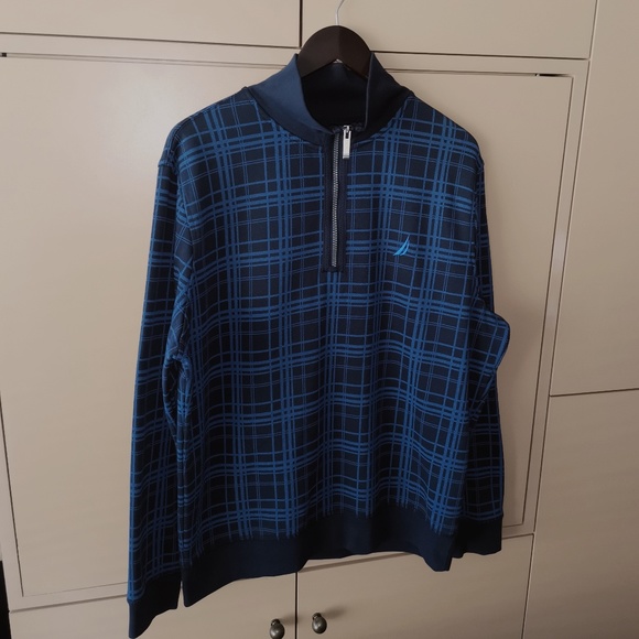 NAUTICA Plaid Quarter-Zip Sweatshirt -  (L) - Picture 2 of 10